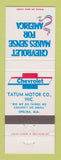 Matchbook Cover - Chevrolet Tatum Motors Opelika AL
