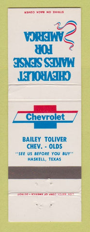 Matchbook Cover - Chevrolet Bailey Toliver Oldsmobile Haskell TX