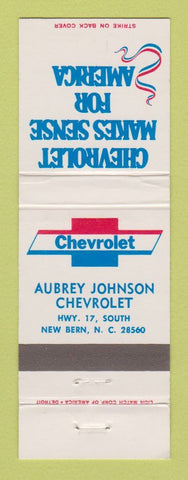 Matchbook Cover - Chevrolet Aubrey Johnson New Bern NC