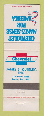 Matchbook Cover - Chevrolet James Quigley Bally PA