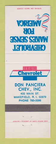 Matchbook Cover - Chevrolet Don Panciera Wakefield RI