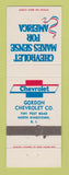 Matchbook Cover - Chevrolet Gordon North Kingstown RI