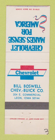 Matchbook Cover - Chevrolet Bill Boswell Buick Leon IA