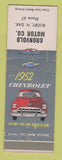 Matchbook Cover - 1952 Chevrolet Gronvold Rugby ND