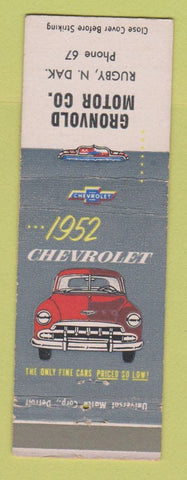Matchbook Cover - 1952 Chevrolet Gronvold Rugby ND