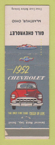 Matchbook Cover - 1952 Chevrolet Gill McArthur OH WEAR