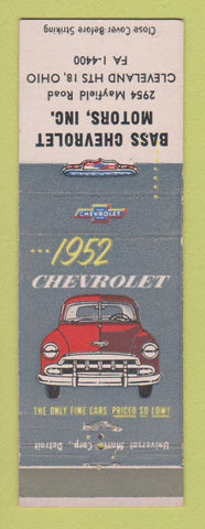 Matchbook Cover - 1952 Chevrolet Bass Cleveland Heights OH