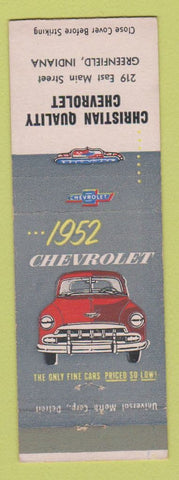 Matchbook Cover - 1952 Chevrolet Christian Greenfield IN