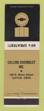 Matchbook Cover - 1968 Chevrolet Collins Eaton OH