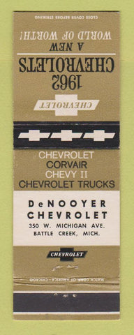 Matchbook Cover - 1962 Chevrolet DeNooyer Battle Creek MI