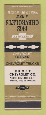Matchbook Cover - 1962 Chevrolet Frost Hoven SD