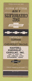 Matchbook Cover - 1962 Chevrolet Martzell Cadillac Bloomsburg PA