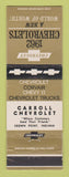Matchbook Cover - 1962 Chevrolet Carroll Crown Point IN