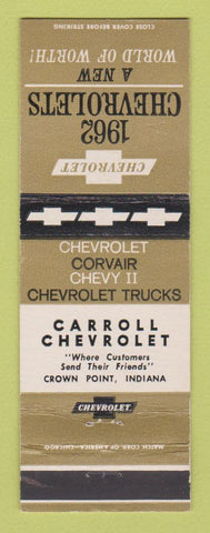 Matchbook Cover - 1962 Chevrolet Carroll Crown Point IN