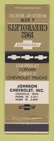 Matchbook Cover - 1962 Chevrolet Johnson Louisville OH