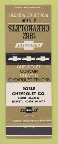 Matchbook Cover - 1962 Chevrolet Roble Harvey ND