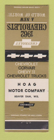 Matchbook Cover - 1962 Chevrolet Hoag Beaver Dam WI