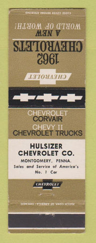Matchbook Cover - 1962 Chevrolet Hulsizer Montgomery PA
