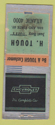 Matchbook Cover - H Tough Chevrolet WORN BOBTAIL