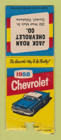 Matchbook Cover - Jack Roan 1958 Chevrolet Cordell OK BOBTAIL