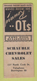 Matchbook Cover - Schauble Chevrolet Barrington IL? WORN BACK BOBTAIL
