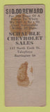 Matchbook Cover - Schauble Chevrolet Barrington IL? WORN BACK BOBTAIL