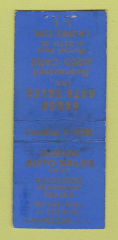 Matchbook Cover - Dubon Auto sales Chevrolet Laurelton LI NY WORN BOBTAIL