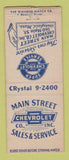 Matchbook Cover - Main Street Chevrolet Wakefield MA BOBTAIL