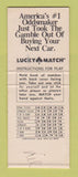 Matchbook Cover - Hick Bros Chevrolet Jimmy the Greek BOBTAIL