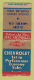 Matchbook Cover - 1940 Chevrolet Kahn Franklin OH BOBTAIL