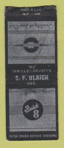 Matchbook Cover - Buick Chevrolet SF Ulrich Elizabethtown PA POOR BOBTAIL
