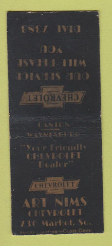 Matchbook Cover - Art Nims Chevrolet WORN BACK BOBTAIL