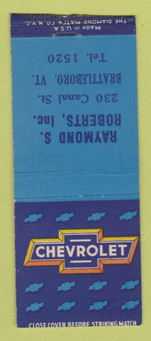 Matchbook Cover - Raymond Roberts Chevrolet Brattleboro VT BOBTAIL