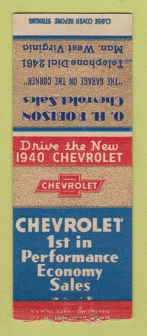 Matchbook Cover - 1940 Chevrolet OH Robison Man WV BOBTAIL