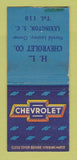 Matchbook Cover - HL Chevrolet Lexington SC BOBTAIL