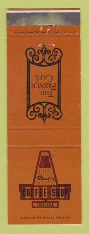 Matchbook Cover - Reno's Coffee Shop French Cafe Mojave CA WEAR