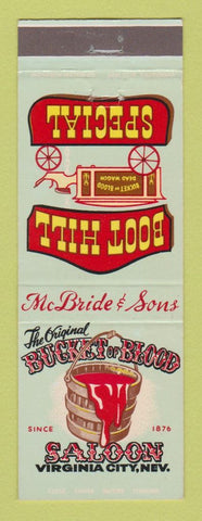 Matchbook Cover - Bucket of Blood Saloon Virginia City NV Boot Hill Special