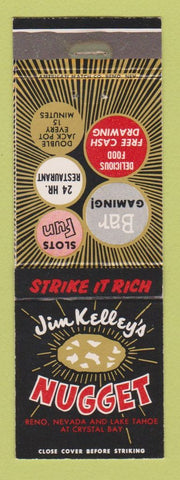Matchbook Cover - Jim Kelley's Nugget Casino Crystal Bay Lake Tahoe Reno NV