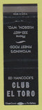 Matchbook Cover - Ed Hancock's Club El Toro Hudson WY restaurant