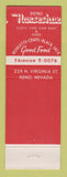 Matchbook Cover - Horseshoe Club Casino Reno NV