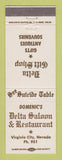 Matchbook Cover - Domenic's Delta Saloon Restaurant Virginia City NV