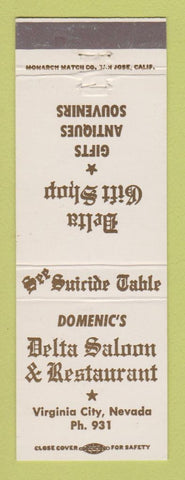 Matchbook Cover - Domenic's Delta Saloon Restaurant Virginia City NV