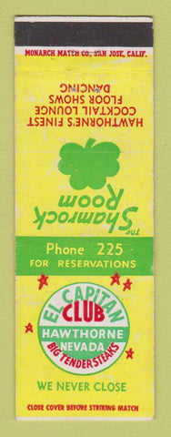 Matchbook Cover - El Capitan Club Casino Hawthorne NV
