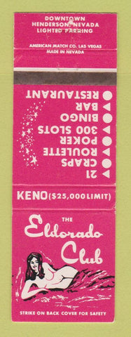 Matchbook Cover - Eldorado Club Casino Henderson NV girlie