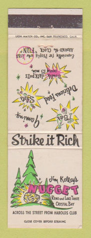Matchbook Cover - Jim Kelley's Nugget Casino Crystal Bay Lake Tahoe Reno NV