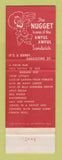 Matchbook Cover - Jim Kelley's Nugget Casino Crystal Bay Lake Tahoe Reno NV