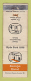 Matchbook Cover - Europa Hotel London UK England Martini Liquor WORN