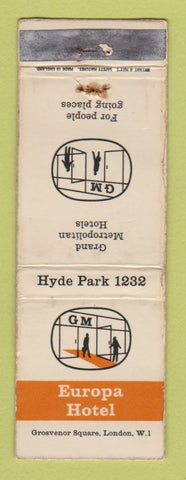 Matchbook Cover - Europa Hotel London UK England Martini Liquor WORN