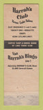 Matchbook Cover - Harrah's Club Reno NV Casino Lake Tahoe WORN
