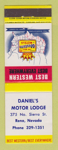Matchbook Cover - Daniel's Motor Lodge Best Western Reno NV